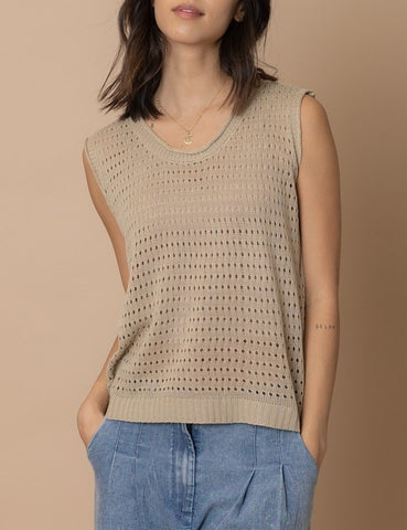 All I Need Roll Up Short Sleeve Textured Top In Taupe