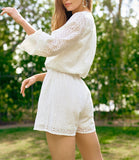 Lost In Eyelet Ivory Button Up Romper