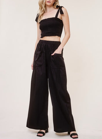 Never Better Front Ruched Round Hemming Midi Jumpsuit Black