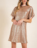 Keep Me Up Rose Gold Sequin Crew Neck Dress