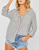 Kennedy Striped Button Down Blouse In Black