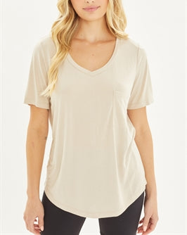 All About It V Neck Tee In Sand