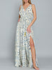 Evelyn Tie Front Floral Printed Maxi Dress In Blue Multi