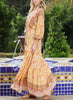 Suns Out Mix Print Floral Bohemian Kimono Sleeve Gown In Yellow/Orange Multi