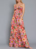Sweet Blooms Pink And Brown Multi Floral Printed Maxi Dress With Open Back