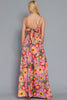 Sweet Blooms Pink And Brown Multi Floral Printed Maxi Dress With Open Back