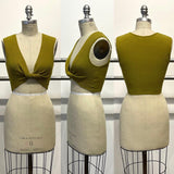 All Eyes On You Front Twist Crop Top In Chartreuse