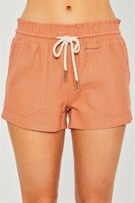 Heat Wave Linen Drawstring Short Khaki