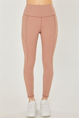 Street Chic High Waisted Soft Legging With Pockets In Cocoa