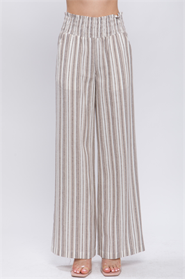 Elliot Striped Linen Pants In Taupe Multi