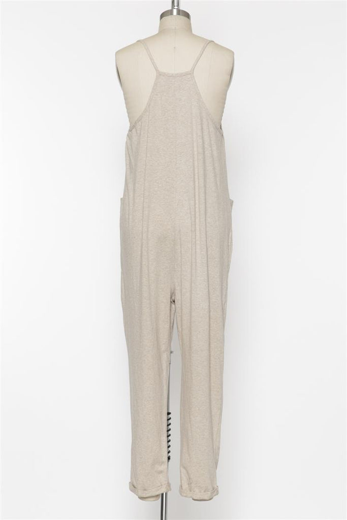 Heavenly Soft Scoop Neck Oatmeal Jumpsuit