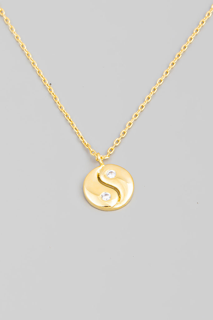 Dainty Gold Yin Yang Necklace With Sparkle Detailing