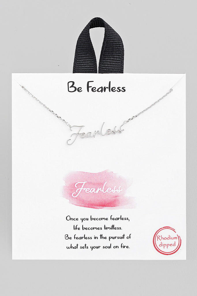 Fearless Cursive Rhodium Dipped Silver Necklace