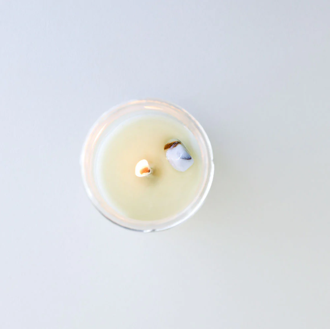Blue Chalcedony Crystal Candle - Calming
