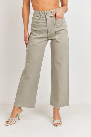 Lucia LTJ  Wide Leg Linen Trouser In Olive