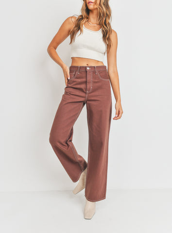 Ava Cotton Gauze Elastic Waist Pant in Carmel