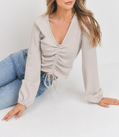 Button Front Ruffle Detail Cardigan In Soft Ginger