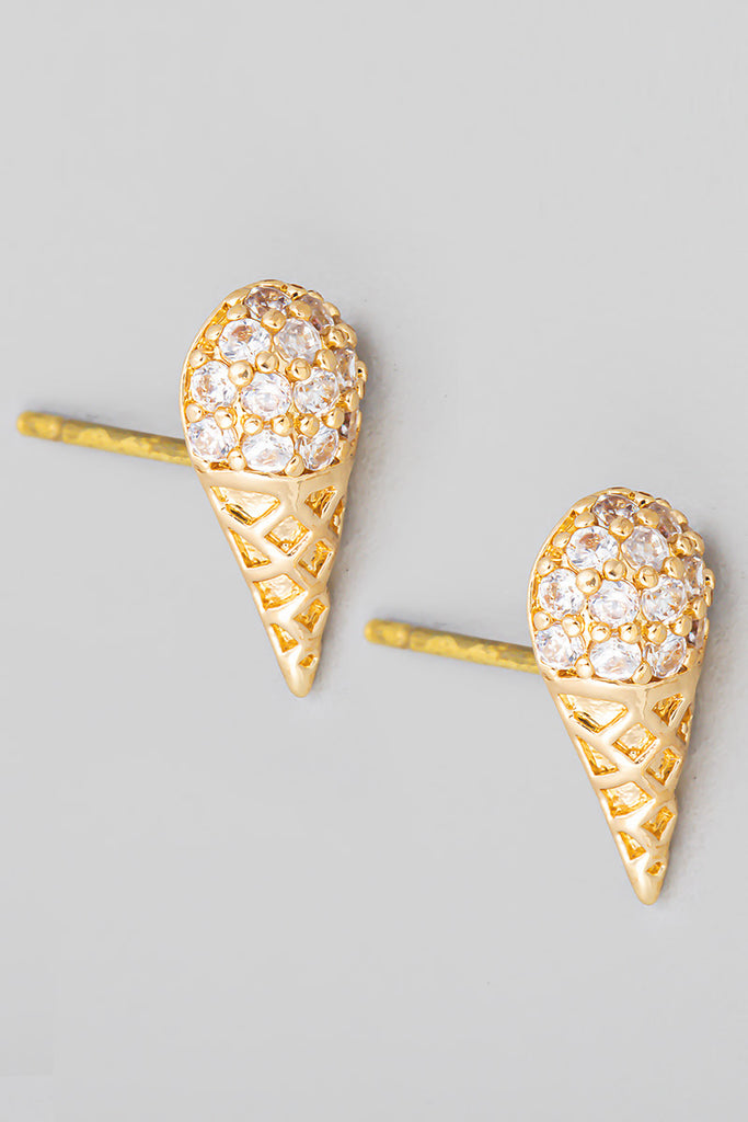Ice Cream Sparkle Stud Earring In Gold
