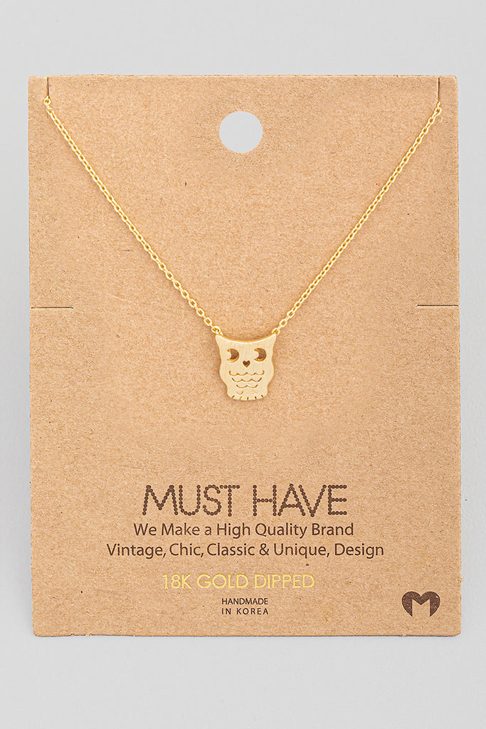 Owl 18K Gold Dipped Necklace