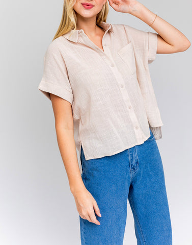 Kennedy Striped Button Down Blouse In Blue
