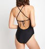 Chic Black One Piece Swimsuit With Cross Back Detailing