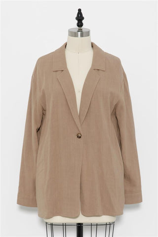 Button Front Ruffle Detail Cardigan In Soft Ginger