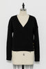 All Too Well Cross Front V Neck Knit Sweater With Button Detailing In Black