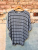 Striped Knit Dolman Short Sleeve Tee In Grey/Black