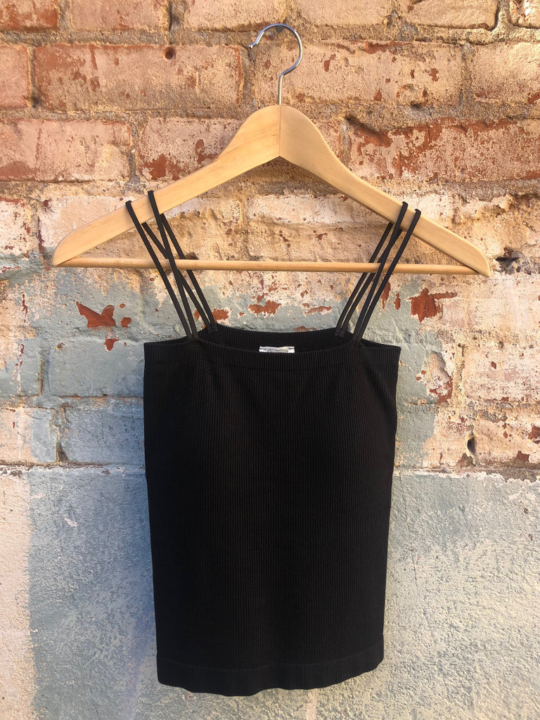 Clean Lines Ribbed Padded Tank (Camel And Black)