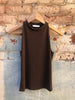 Keep Up Ribbed High Neck Tank In Espresso
