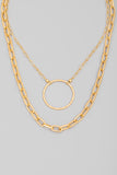 Chelsea Mix Chain Necklace With Circle Pendant In Gold