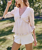 Find Me Here Puff Sleeve Ruffled Top In Sand