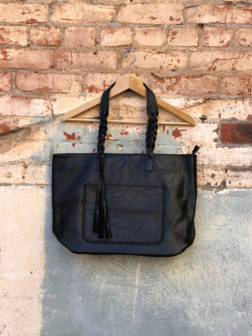 Kinsey Vegan Leather Handbag In Black