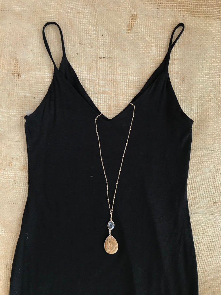 Softest Jersey Double Layer Black Cami Dress (USA MADE)