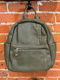 Well Worn Vegan Leather Backpack In Olive