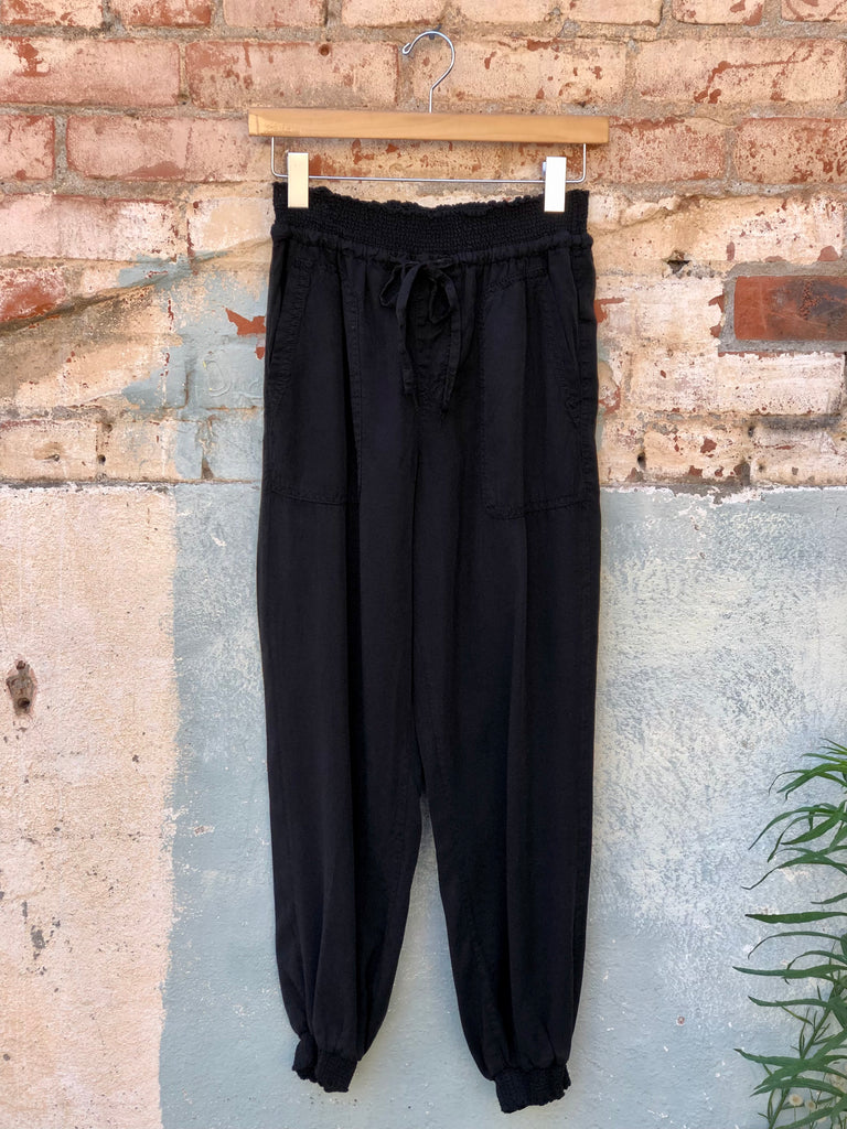 Hadley Soft Tie Waist Black Joggers