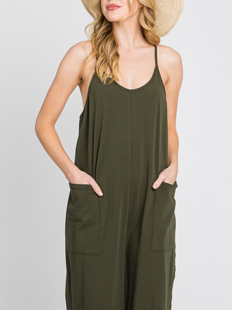 Heavenly Soft Scoop Neck Olive Jumpsuit