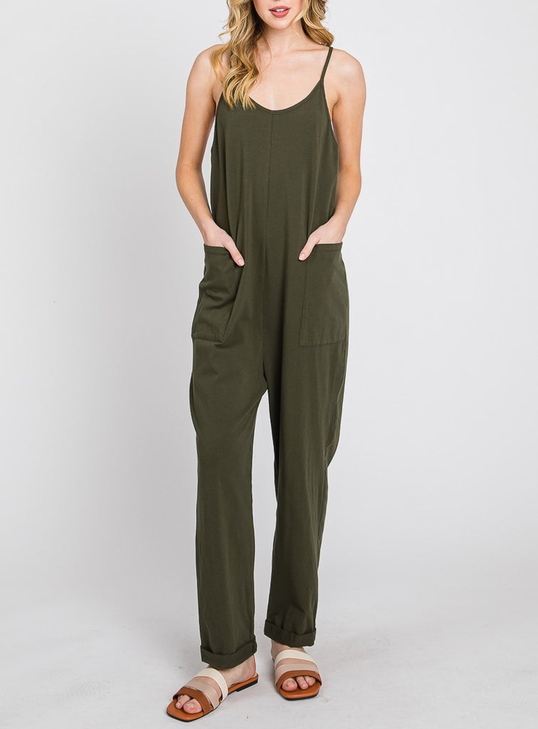 Heavenly Soft Scoop Neck Olive Jumpsuit
