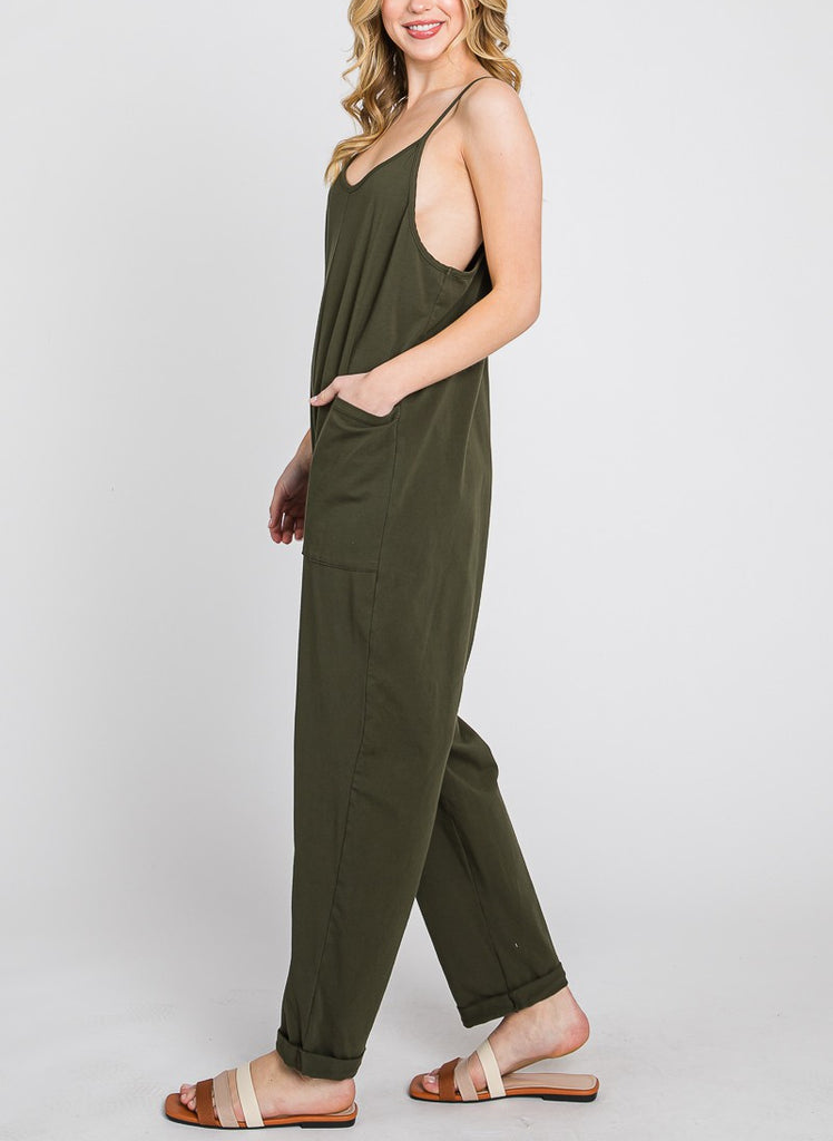 Heavenly Soft Scoop Neck Olive Jumpsuit