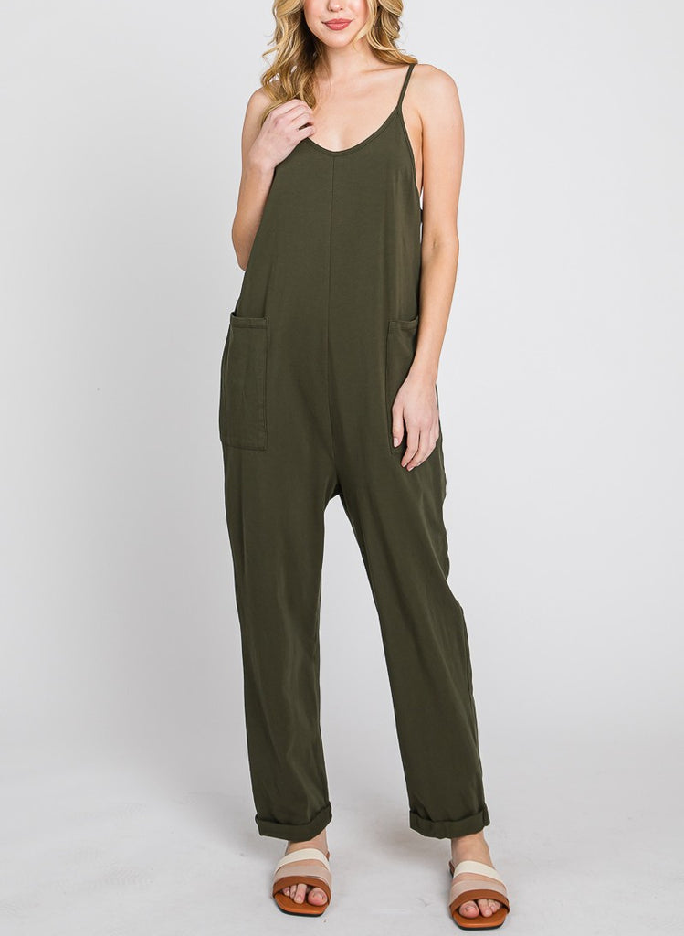Heavenly Soft Scoop Neck Olive Jumpsuit