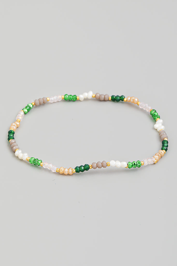Delicate Beaded Bracelet In Green Multicolor