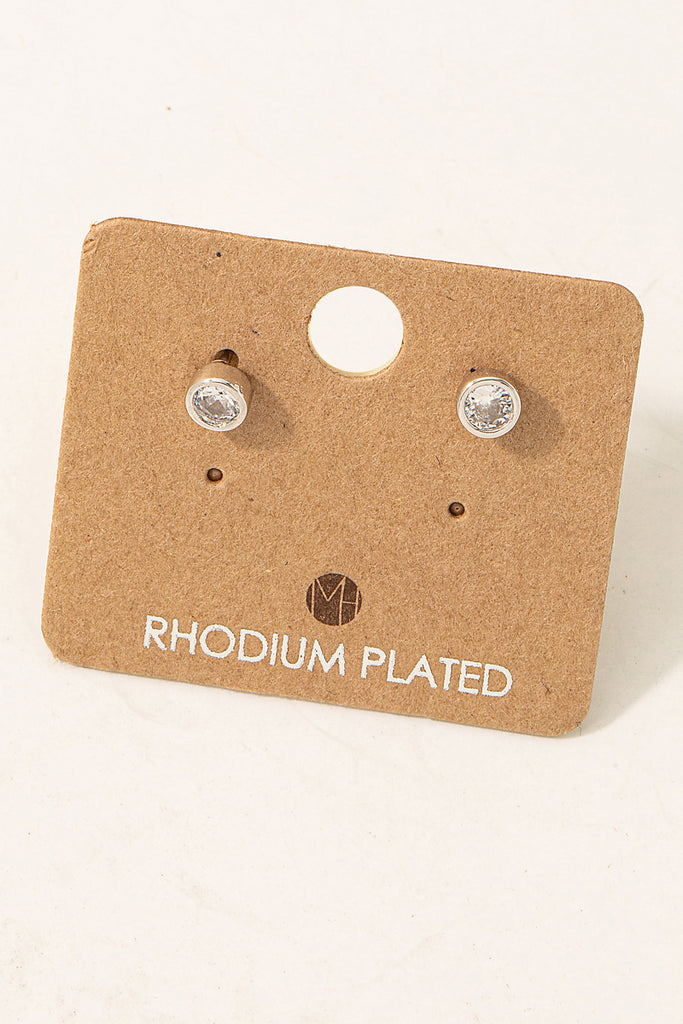 Day To Day Rhinestone Silver Rhodium Plated Studs