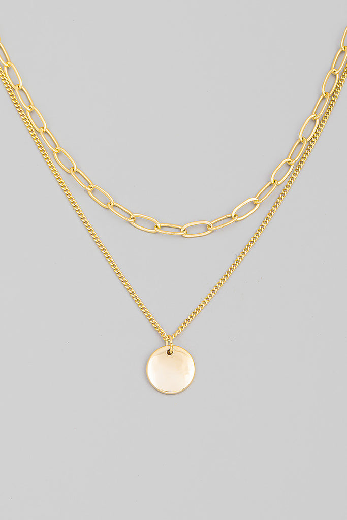 Classic Layered Coin Pendant Necklace In Gold
