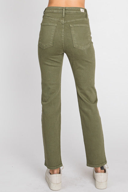 Ultra High Rise Classic Straight Leg Pants In Olive By LTJ