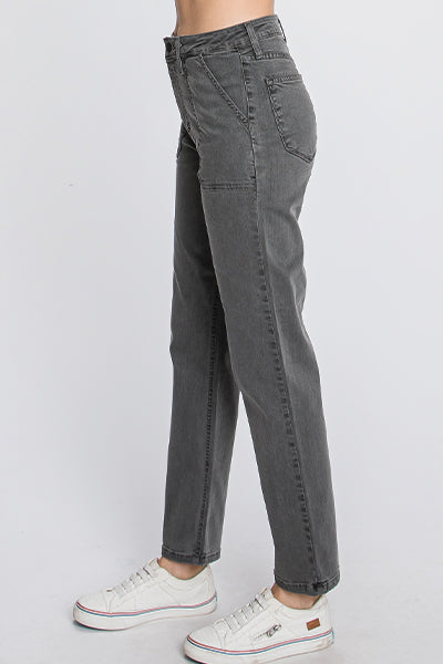 LTJ Straight Cut Canvas Chino Pant In Charcoal