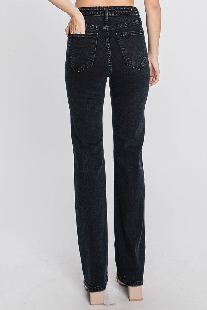 Venice Ultra High Waist Straight Leg Jean from LTJ In Black Denim