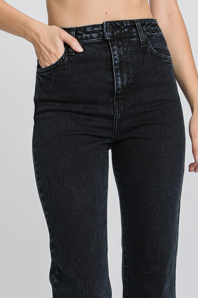 Venice Ultra High Waist Straight Leg Jean from LTJ In Black Denim