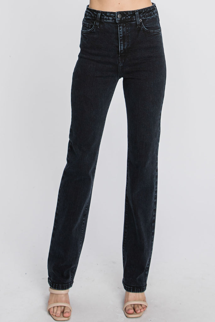 Venice Ultra High Waist Straight Leg Jean from LTJ In Black Denim