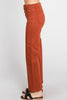 LTJ High Waist Button Front Wide Leg Pants In Rust