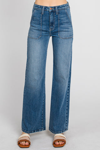 LTJ High Waist Wide Leg Denim Jean in Medium Wash